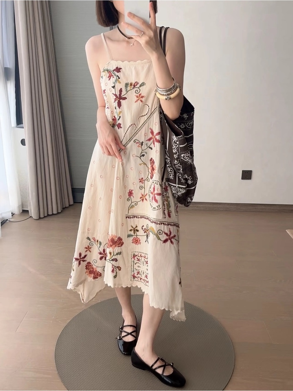 NWT Zara ZW Collection Asymmetric Floral Embroidered Dress XS - Picture 8 of 11